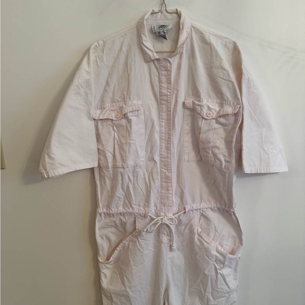 Vintage Pink Button-Up Jumpsuit Coveralls - Picture 3 of 5